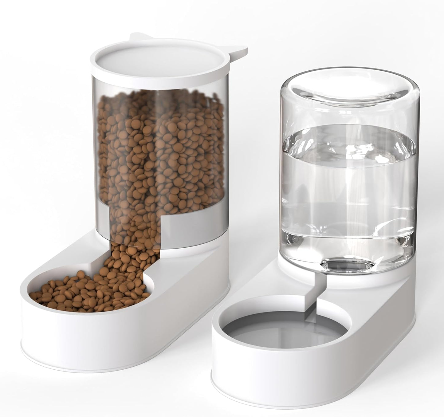 2 in 1 Automatic Pet Feeder, Food and Water Dispenser, for Small Cats And Dogs, 2.2L Food Feeder 1L Water Dispenser Gravity Dispenser Station for Home Travel Dark Grey