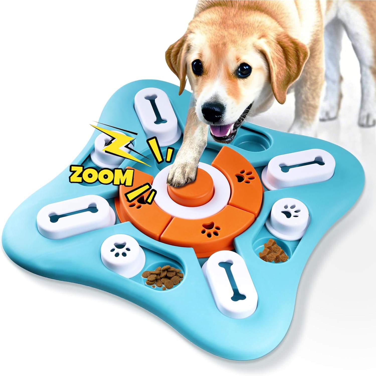 Interactive Dog Puzzle Feeder, Treat Dispenser Dog Puzzle Toys with Squeaker & Non-Slip, Slow Feeder Bowl for Mental Enrichment, IQ Training & Anxiety Relief (Style 2)