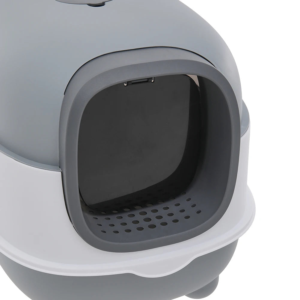 Large Covered Cat Litter Box with UV Sanitizer & Anti Slip Base