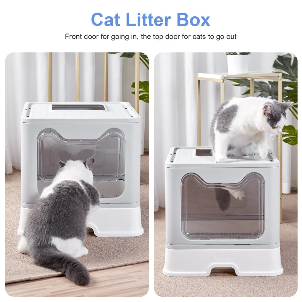 Hidden Cat Litter Box with Odor Control & Cleaning Tools