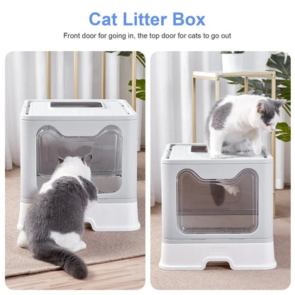 Hidden Cat Litter Box with Odor Control & Cleaning Tools