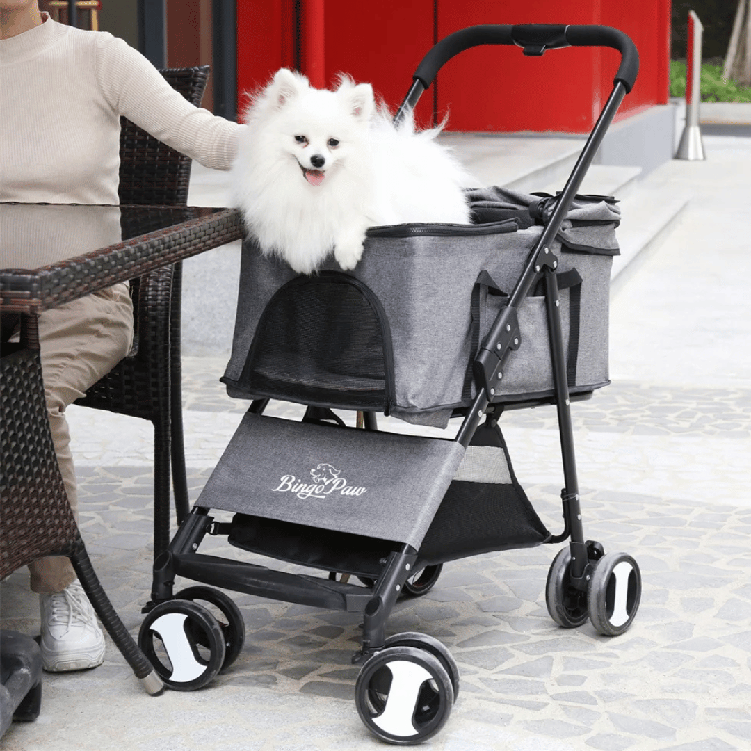 Portable Pet Stroller with Detachable Carrier and Car Seat