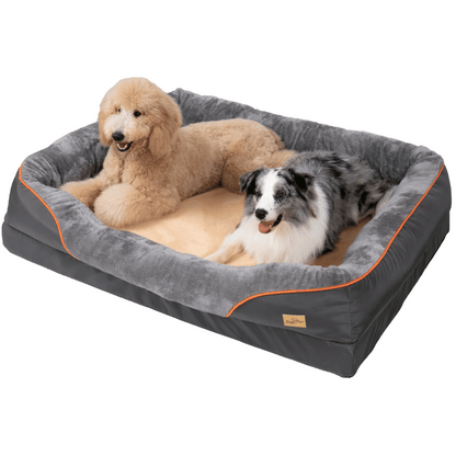 Large Comfort Dog Bed | Waterproof, Plush Bolster, Machine Washable