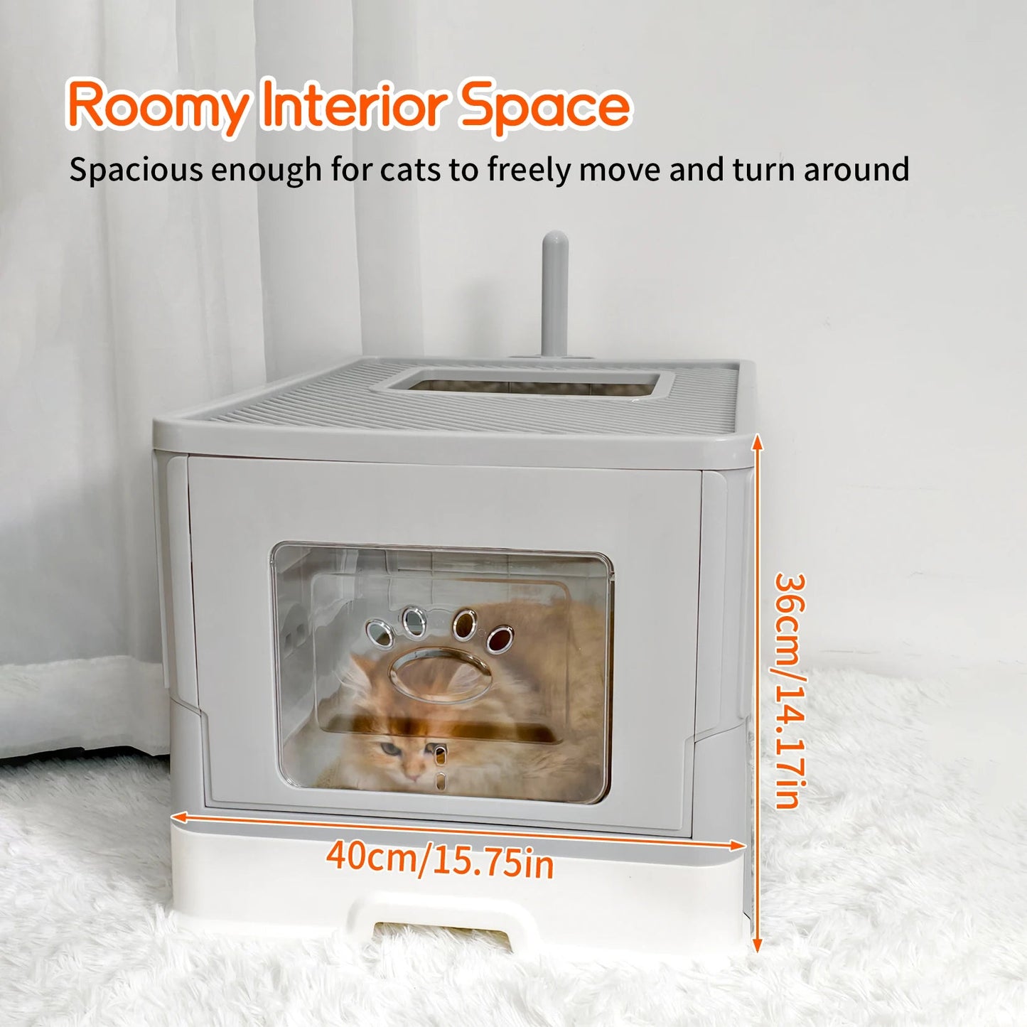Hidden Cat Litter Box with Dual Entry and Easy Clean Tray