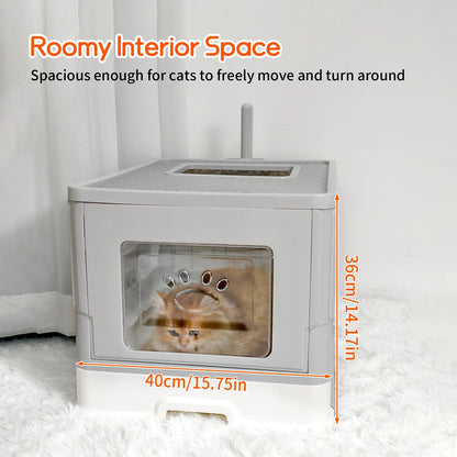 Hidden Cat Litter Box with Dual Entry and Easy Clean Tray