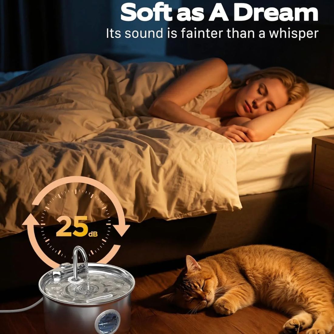 2.6L Stainless Steel Cat Water Fountain - Ultra-Quiet with 4-Stage Filtration