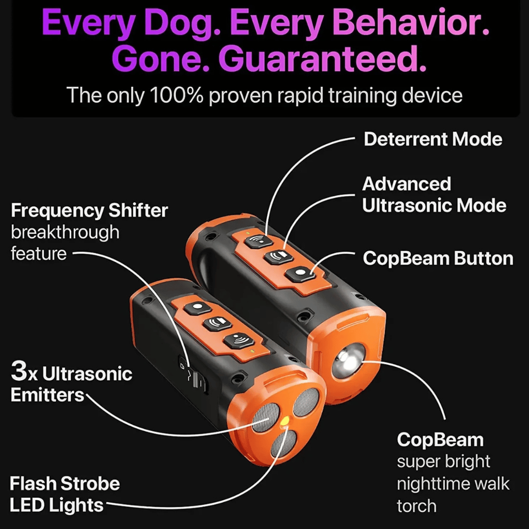 Portable Dog Trainer with Ultrasonic Sound and Flashing Light