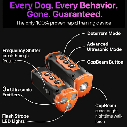 Portable Dog Trainer with Ultrasonic Sound and Flashing Light