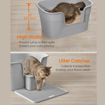 Easy Clean Large Covered Cat Litter Box with Scoop