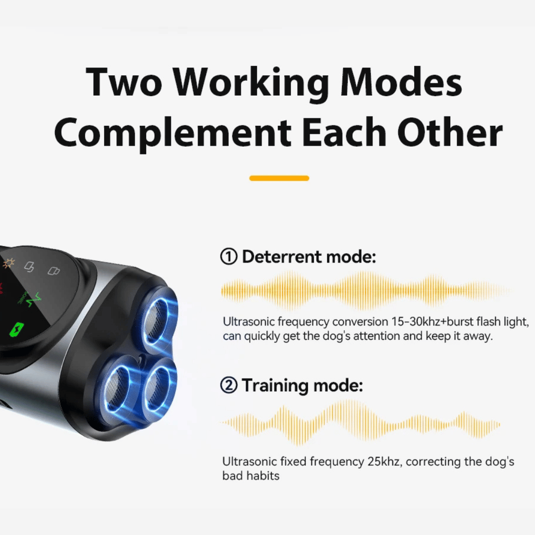 Portable Dog Trainer with Ultrasonic Bark Control and Flashlight