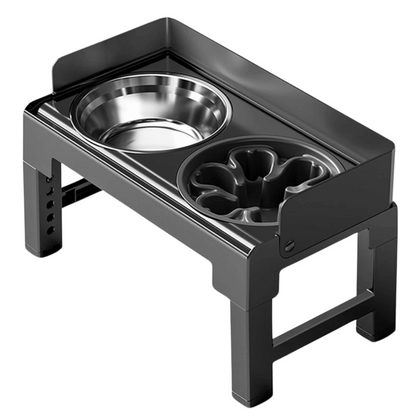 Elevated Pet Feeder with Stainless Steel Slow Feed Bowls