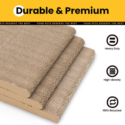 Cardboard Cat Scratcher,58 cm L Shape Scratch Pad Wall Mounted,Vertical Scratching Post Durable Cardboard to Protect Furniture for Indoor Cats,Wood Grain Large