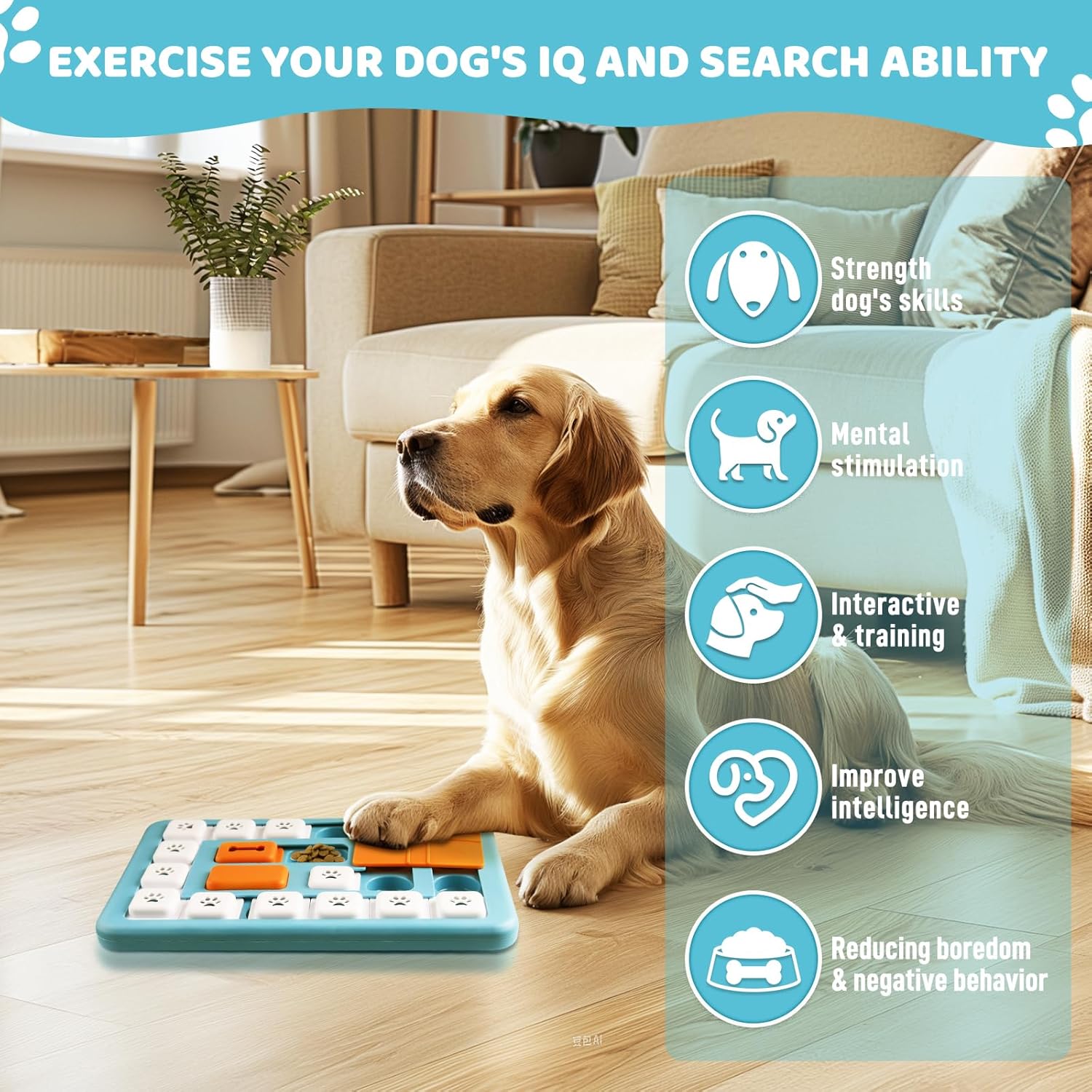 Interactive Dog Puzzle Feeder, Treat Dispenser Dog Puzzle Toys with Squeaker & Non-Slip, Slow Feeder Bowl for Mental Enrichment, IQ Training & Anxiety Relief (Style 2)