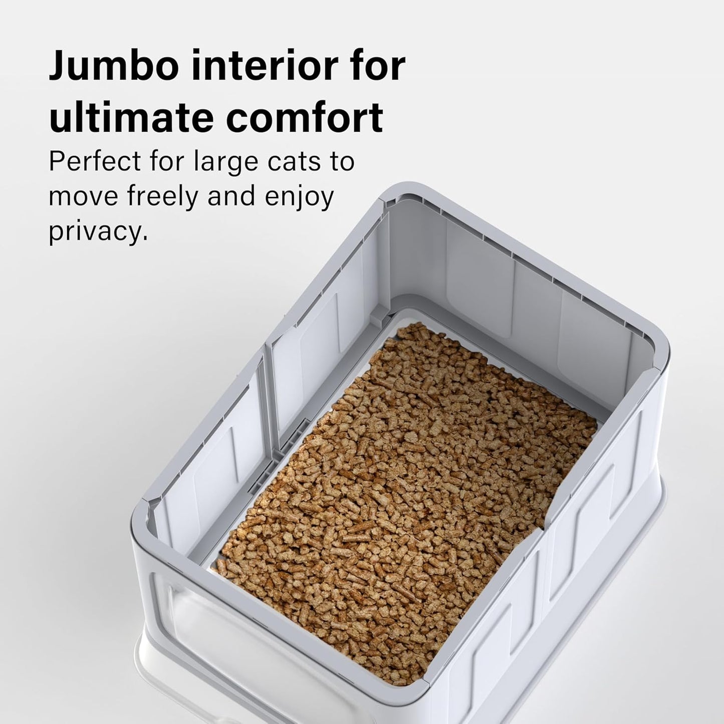 Large Cat Litter Box Litter Tray, Foldable Litter Box with Lid, Scoop, Flap Door, Slide-Out Tray for Easy Cleaning, Large Anti-Splashing Hooded Space Cat Litter Tray