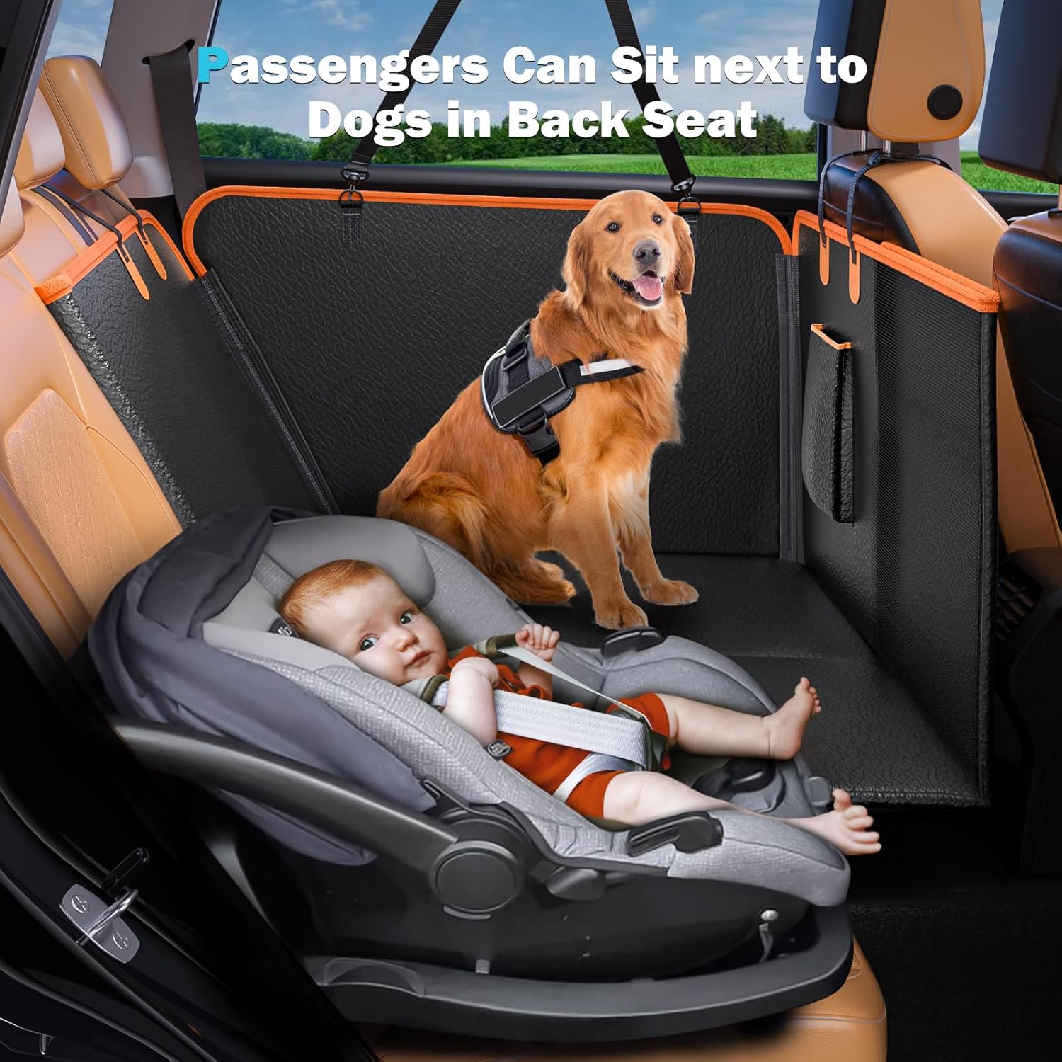 Back Seat Extender for Dogs, Car Seat Cover Upgraded PU Leather Waterproof Dog Hammock for Car, Anti-Scratch Back Seat Cover with Hard Bottom for Cars, Trucks and SUVs