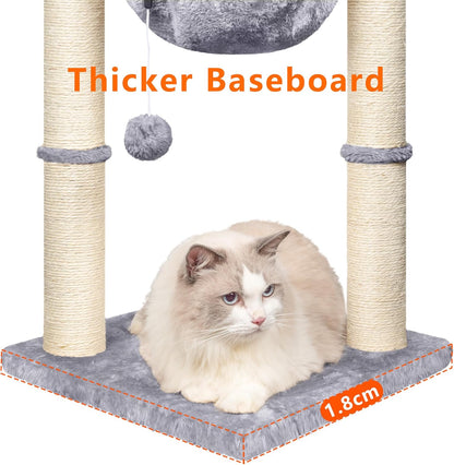 Cat Scratching Post, 50cm Cat Tree with Cat Hammock Bed, Scratching Posts for Indoor Cats with Hanging Ball Toy, Small Cat Tree for Kitten Pets Playing and Relaxing, Grey