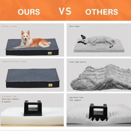 Large Plush Orthopedic Dog Bed Mattress with Comfort Cover