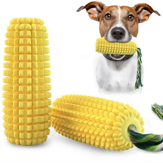 Corn-Shaped Squeak Dog Chew Toy and Dental Toothbrush