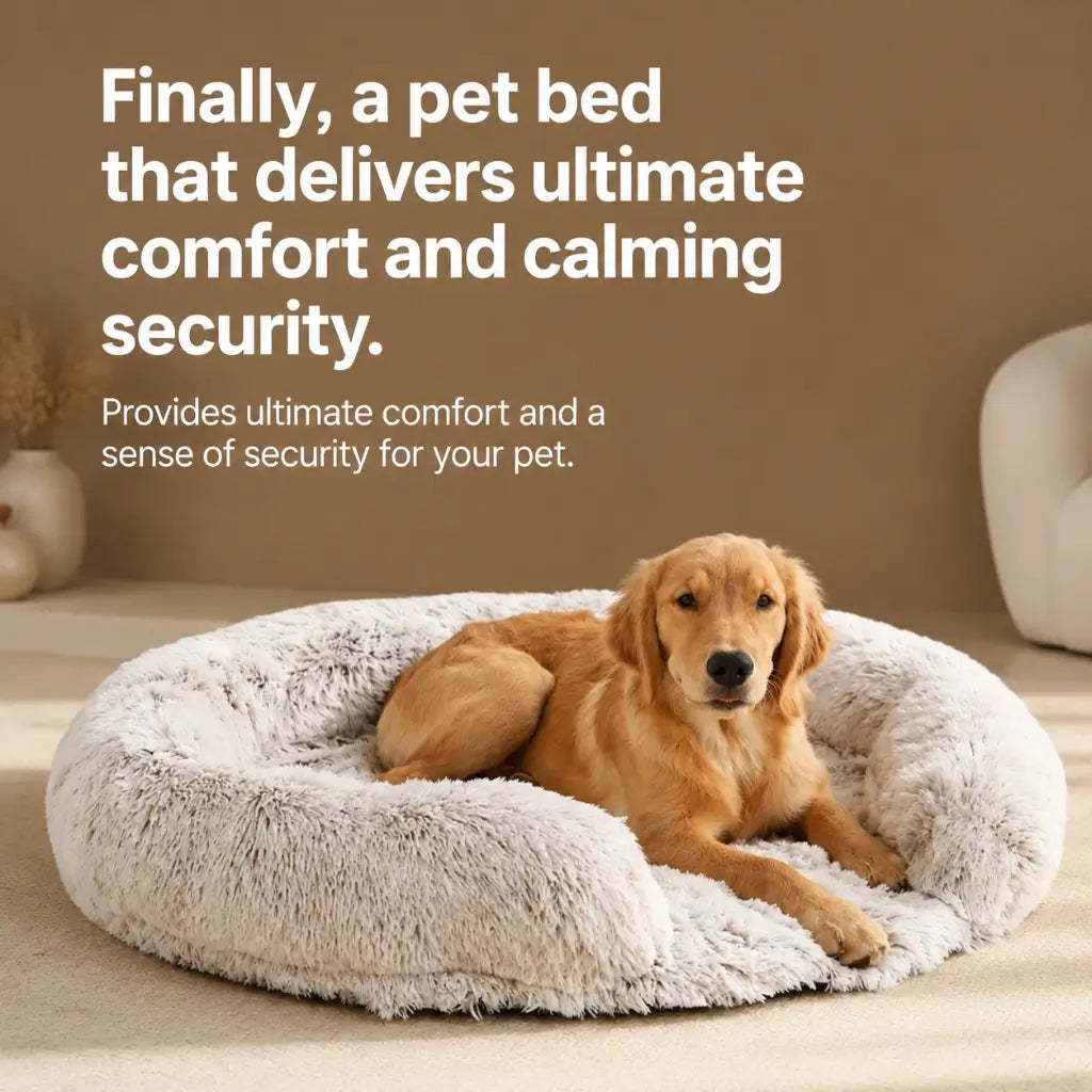 Comfy Orthopedic Dog Bed with Pillow for Calming Support