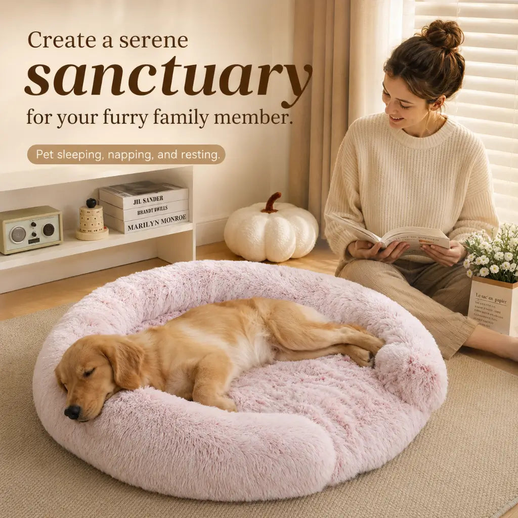 Comfy Orthopedic Dog Bed with Pillow for Calming Support