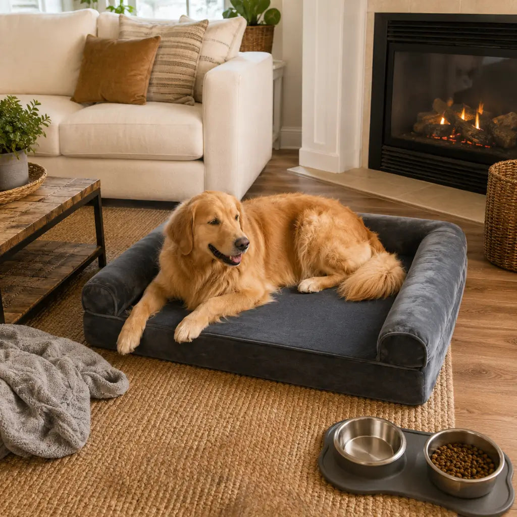 Large Comfort Dog Bed | Waterproof, Plush Sofa Pet Mattress