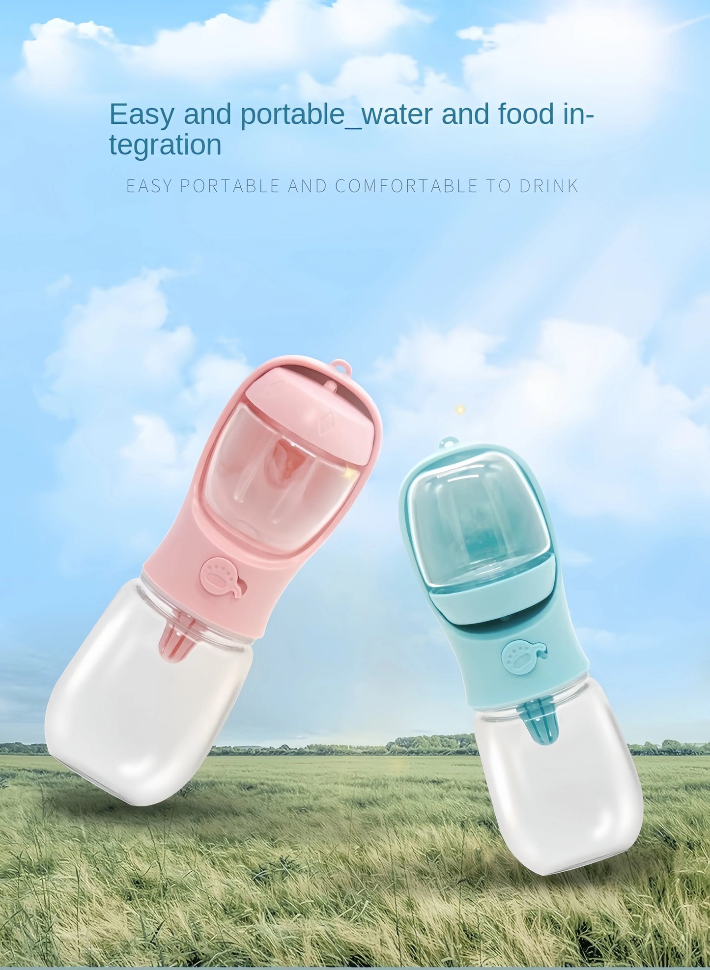 Travel Dog Water Bottle & Food Bowl Container