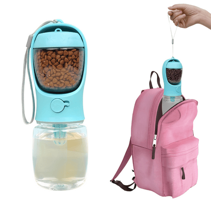 Travel Dog Water Bottle & Food Bowl Container