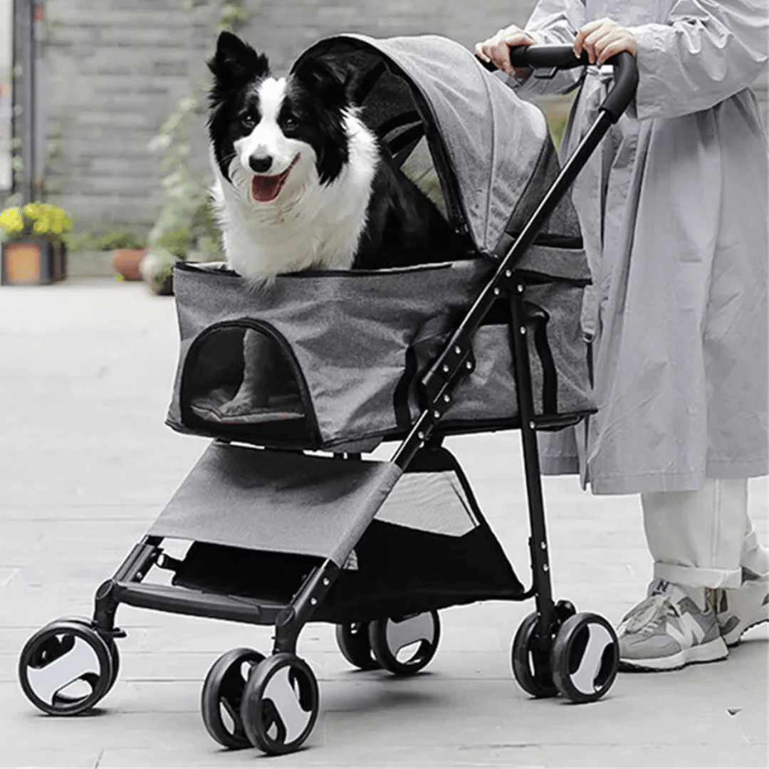 Portable Pet Stroller with Detachable Carrier and Car Seat