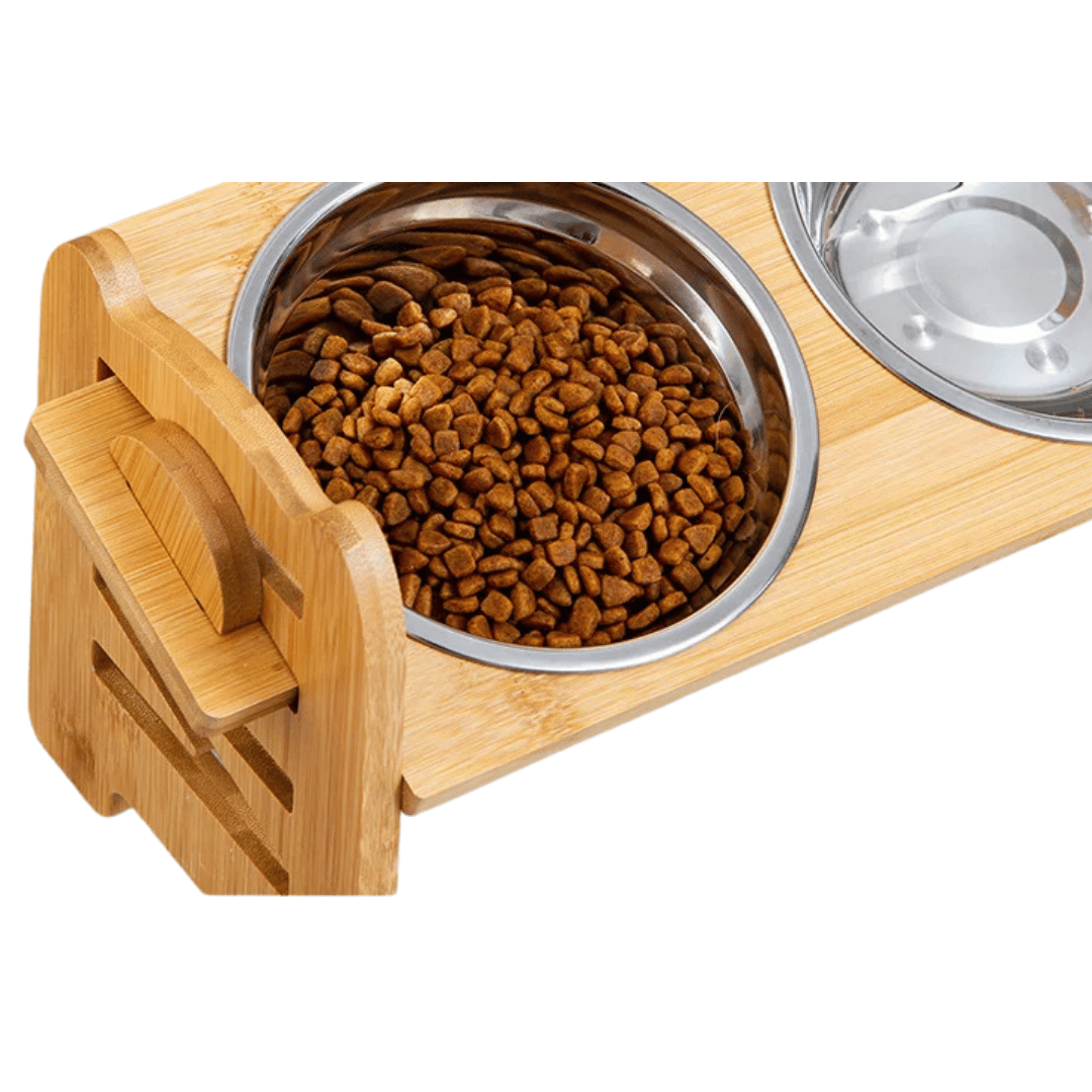 Portable Pet Feeder with Adjustable Height & 2 Metal Bowls