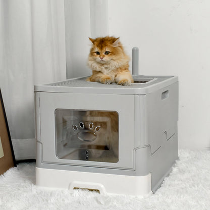 Hidden Cat Litter Box with Dual Entry and Easy Clean Tray