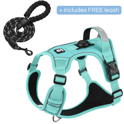 Durable Padded Dog Harness with Leash Clip and ID Holder