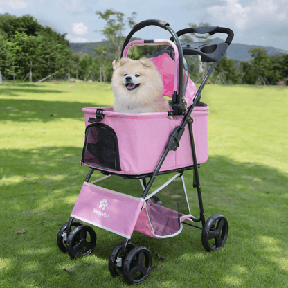 Folding Pet Stroller with Removable Carrier & Storage