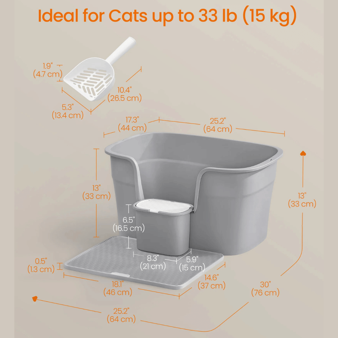 Easy Clean Large Covered Cat Litter Box with Scoop