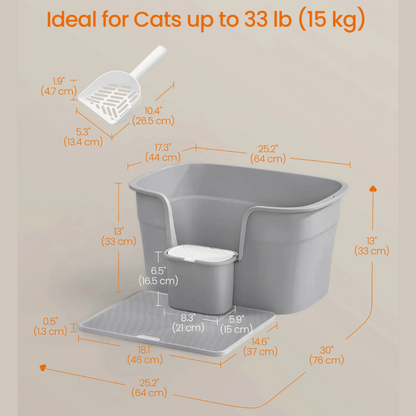 Easy Clean Large Covered Cat Litter Box with Scoop