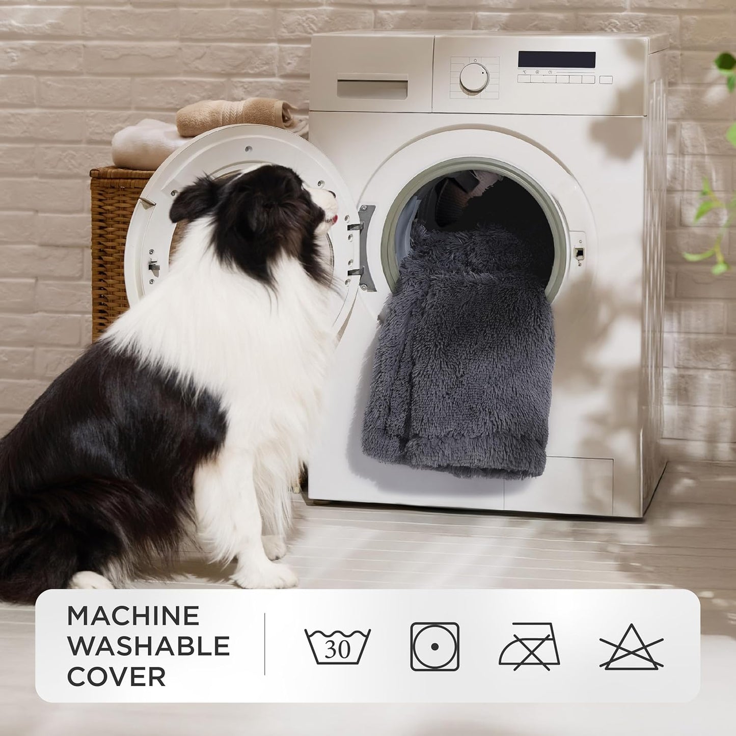 Human Dog Bed for Adults - 2 in 1 Foldable Human Sized Giant Dog Bed Fits Pet Families with Egg Foam Supportive Mat and Waterproof Liner, Faux Fur Orthopedic Dog Sofa, 180x104cm, Dark Grey