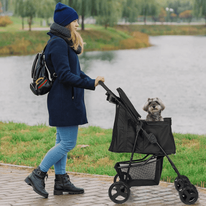 Large Collapsible Pet Stroller with Storage Compartment