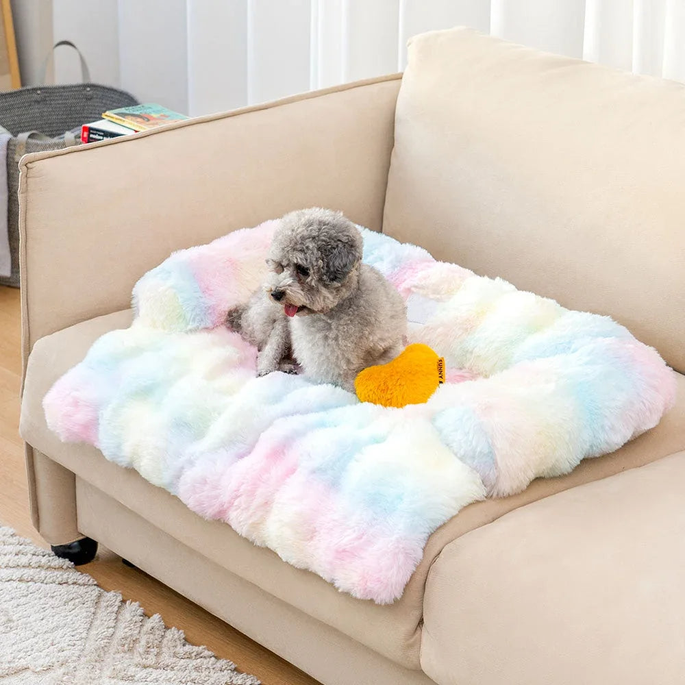 Plush Pet Sofa Cover with Pillow for Small Dogs Cats