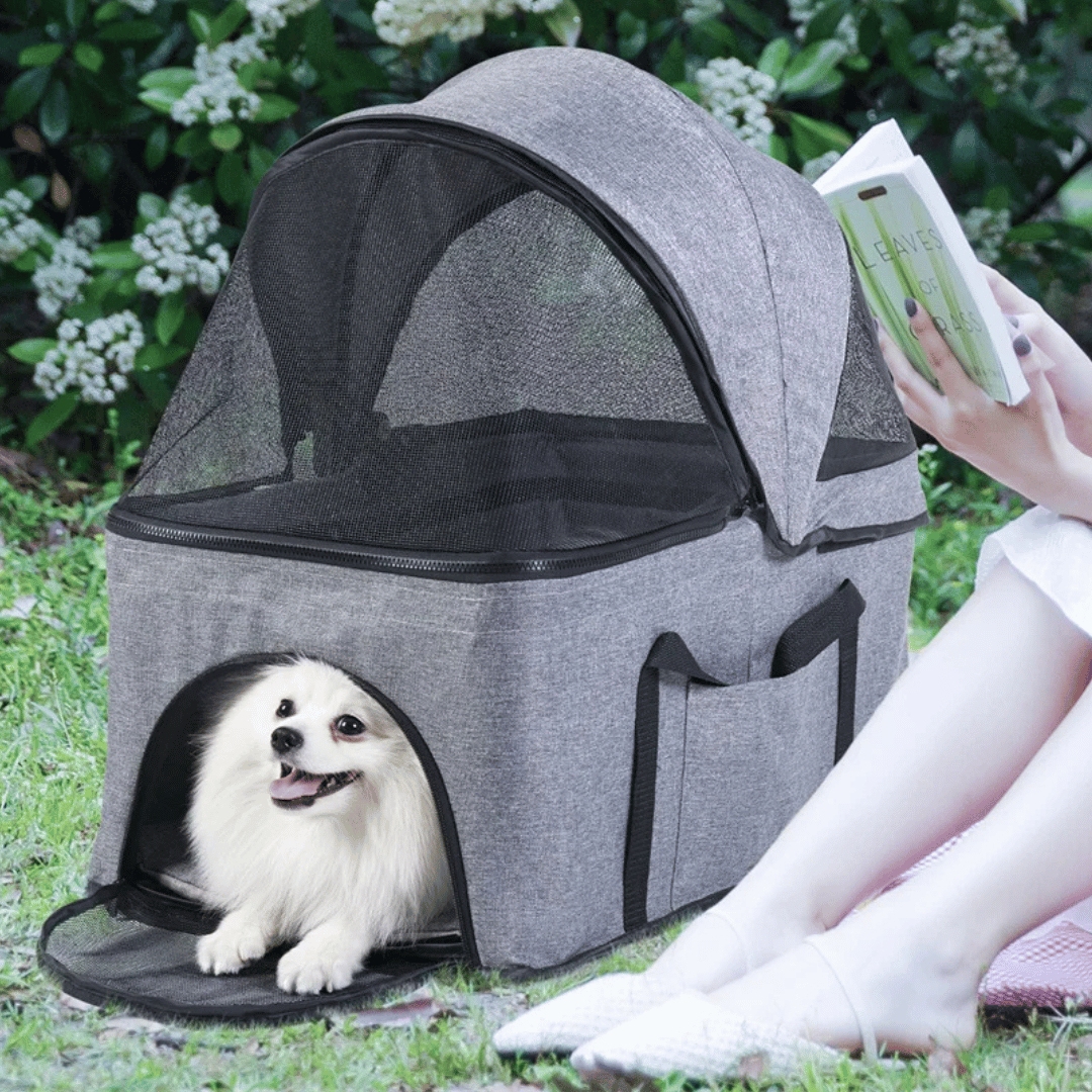 Portable Pet Stroller with Detachable Carrier and Car Seat