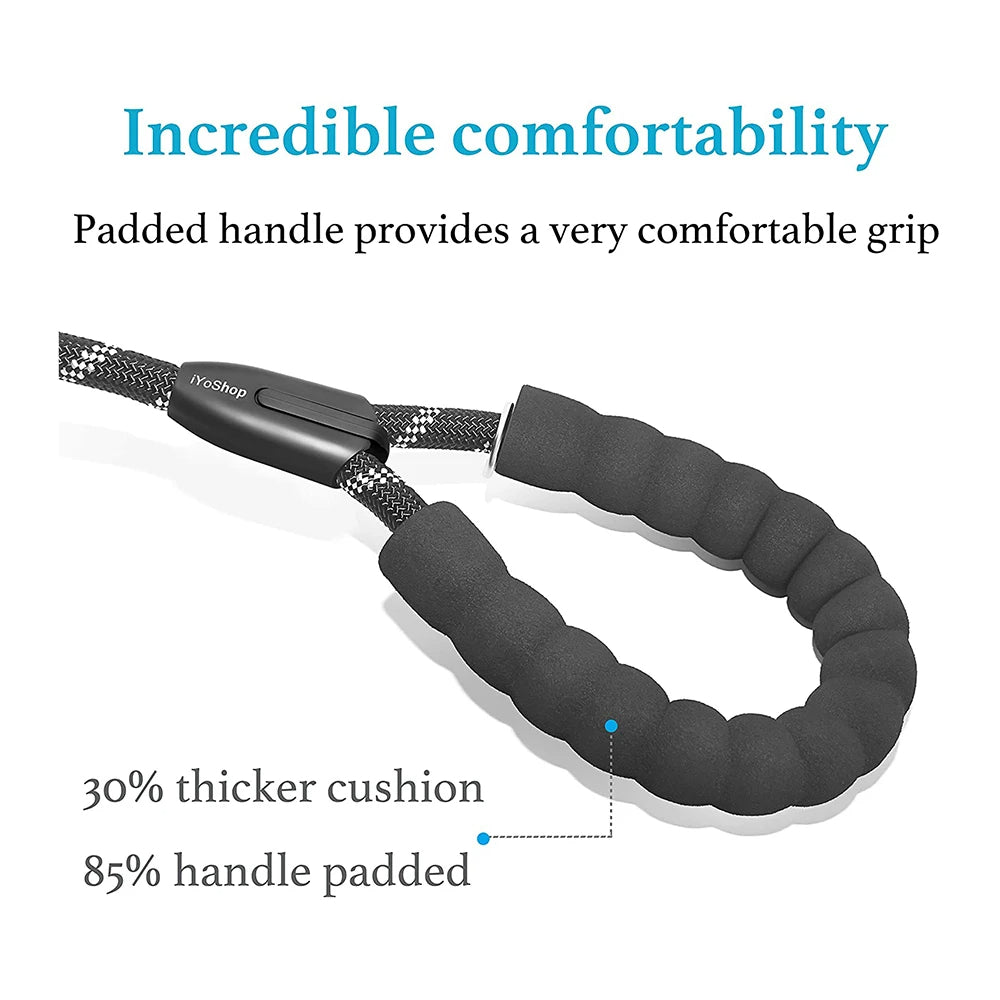 Durable Dual Dog Leash with Comfort Grip & Reflective Strap