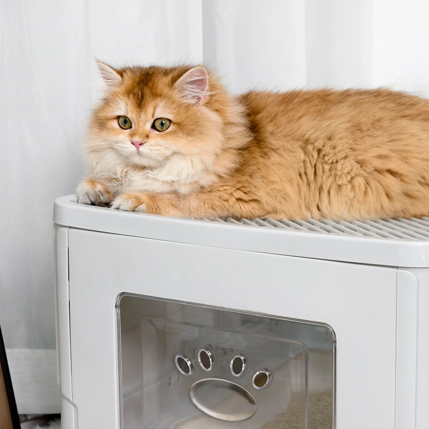 Hidden Cat Litter Box with Dual Entry and Easy Clean Tray