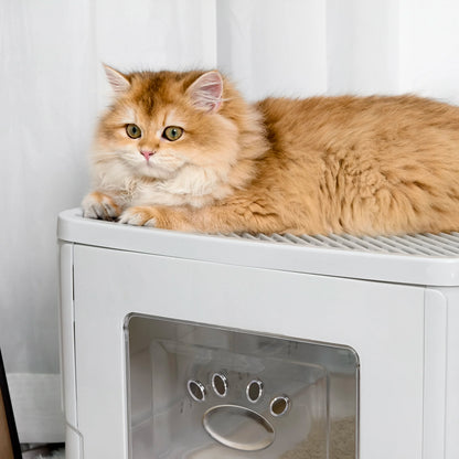 Hidden Cat Litter Box with Dual Entry and Easy Clean Tray