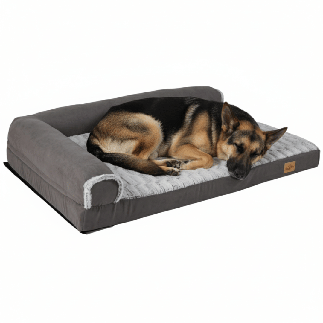 Large Comfort Dog Mattress | L-Shaped with Soft Fleece Cover
