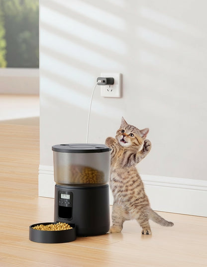 Automatic Cat Feeder Dry Food: Cat Feeder with Timer - Pet Food Dispenser Button Control 1-6 Meals - 3L Auto Dog Bowl with Customize Feeding Schedule - 10s Voice Recorder - Contains Desiccant
