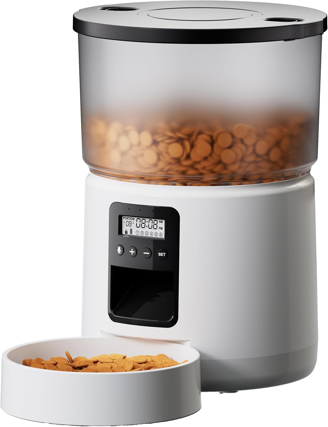 Automatic Cat Feeder Dry Food: Cat Feeder with Timer - Pet Food Dispenser Button Control 1-6 Meals - 3L Auto Dog Bowl with Customize Feeding Schedule - 10s Voice Recorder - Contains Desiccant