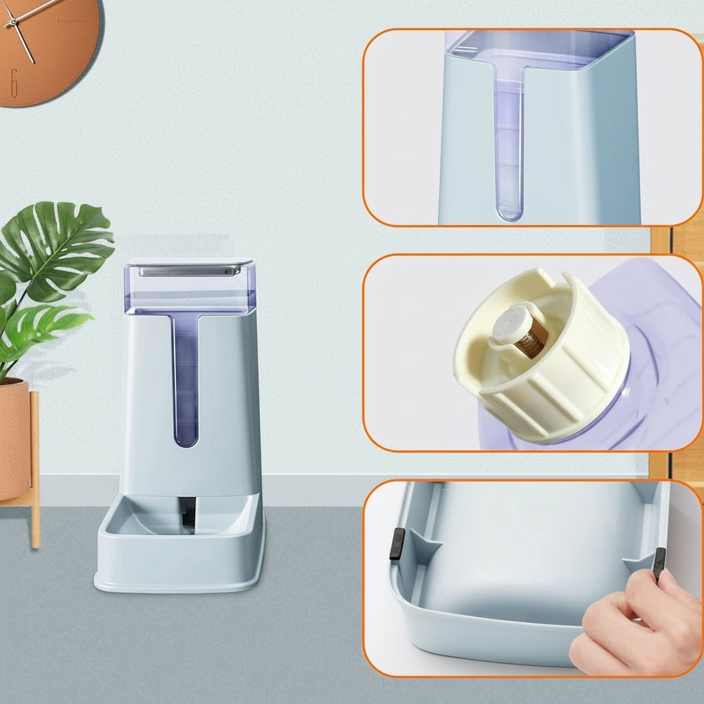 Automatic Pet Waterer Set 3.8L, Travel Supply Water Dispenser for Dogs Cats Pets Animals (light gray)