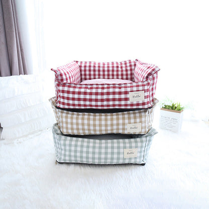 Plaid Small Pet Bed for Dogs and Cats