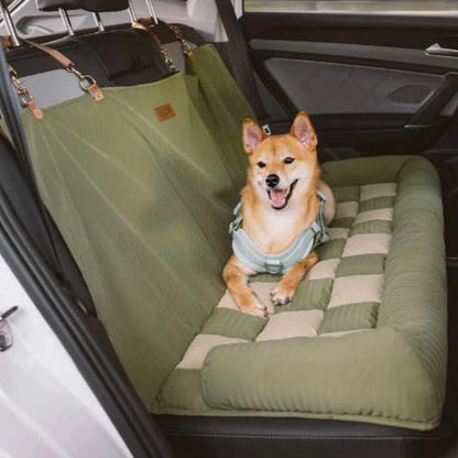 Plush Checkered Orthopedic Dog Car Bed - LifyPet