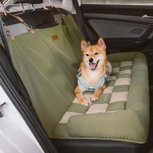 Plush Checkered Orthopedic Dog Car Bed - LifyPet