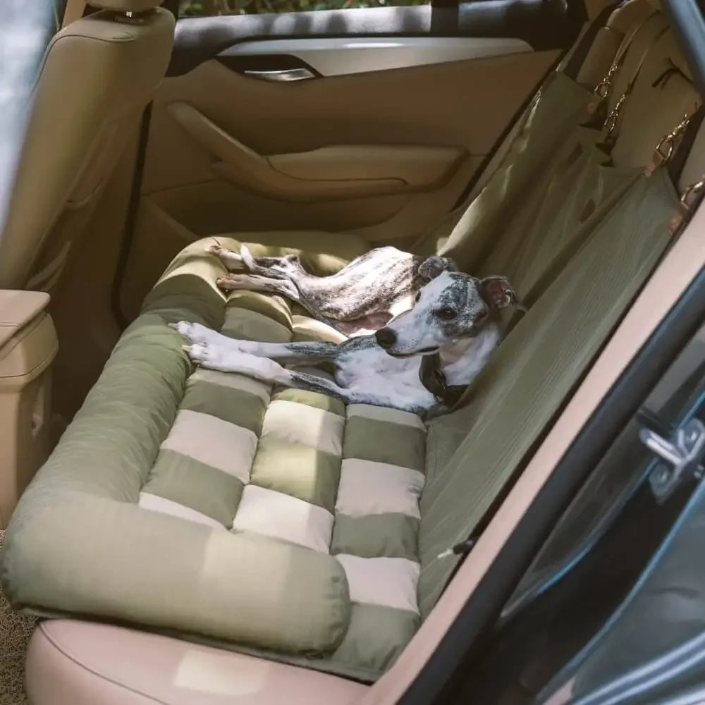 Plush Checkered Orthopedic Dog Car Bed