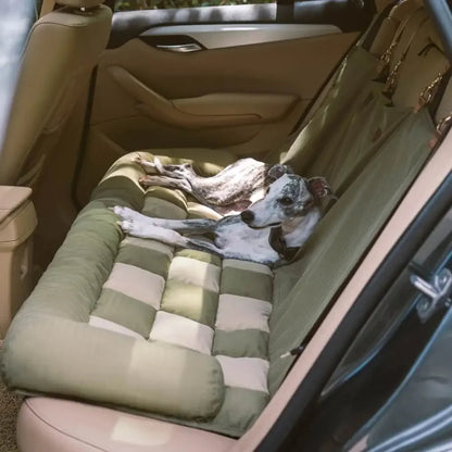 Plush Checkered Orthopedic Dog Car Bed